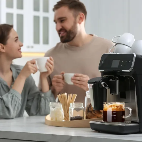 Vista 2 de Mfacoy Paquete de 2 tazas medidoras, tazas de espresso de 2.5 fl oz con asa, vasos de chupito de espresso con boca en forma de V, accesorios