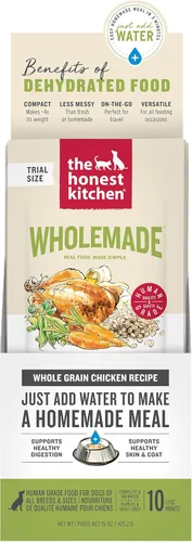 Vista 19 de The Honest Kitchen Human Grade Wholemade™ Alimento deshidratado para perros de carne de res y avena integrales, 1.5 onzas x10