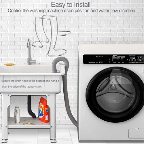 Vista 3 de Soporte de manguera de drenaje de arandela de acero inoxidable 304, gancho de abrazadera ajustable, se adapta a todas las mangueras de bañera