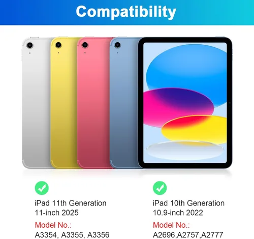 Vista 2 de SOPPY Funda con teclado Bluetooth para iPad de 11ª generación (A16) de 11 pulgadas 2025, 10ª generación de 10.9 pulgadas 2022, funda protectora