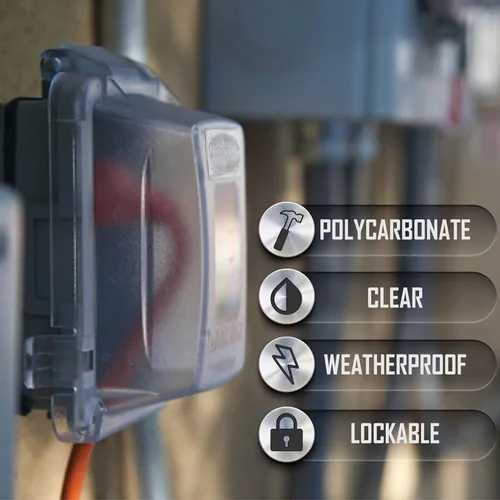 Vista 3 de TayMac MM410C Cubierta Individual de Toma de Corriente Eléctrica Resistente a la Intemperie en Uso para Montaje Horizontal/Vertical de 1 Gang