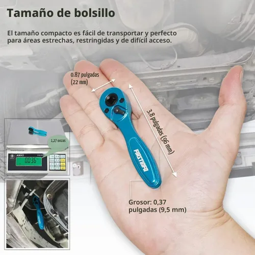 Vista 4 de FIRSTINFO F32423B Llave de Trinquete Micro de Doble Accionamiento con Broca Hexagonal y Dado de 1/4 Pulgada - Aluminio Ligero, 72T Reversible