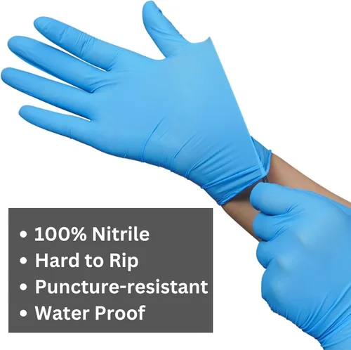 Vista 3 de Guantes de examen de nitrilo sin látex y sin polvo, guantes desechables para limpieza, seguros para alimentos, uso médico, 4 mil