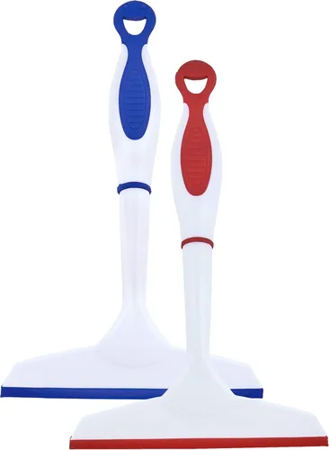 Vista 7 de Superio Escobilla de goma, paquete de 2, escobilla multiusos sin rayas, mango de agarre cómodo y gancho para colgar (azul, 6 pulgadas, 2 unidades)