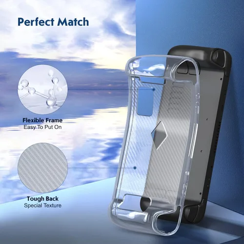 Vista 3 de Case for Steam Deck, SENQAO Clear Case for Steam Deck, TPU Cover Protector with Full Protection, Shock-Absorption, Non-Slip Anti-Scratch Ergonomic