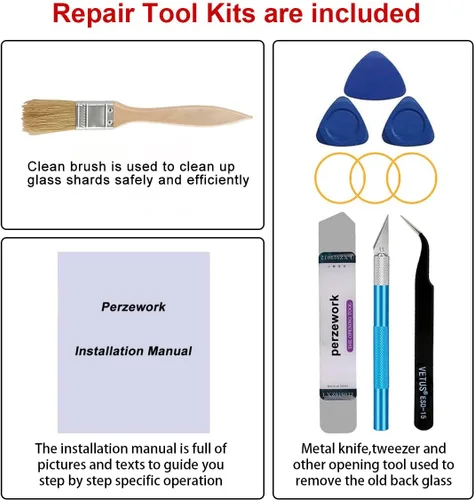 Vista 6 de Reemplazo de cristal trasero OEM para iPhone 14 Pro de 6.1 pulgadas con kit de herramientas de reparación y manual (morado oscuro)