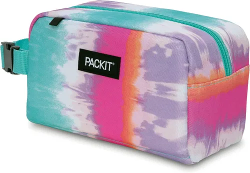 Vista 2 de PackIt Caja de Aperitivos Congelable, Tie Dye Sorbet, Construida con Tecnología EcoFreeze, Plegable, Reutilizable, Cierre con Cremallera con Asa