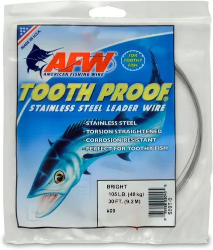 Vista 70 de AFW Alambre Líder Duro de Una Hebra de Acero Inoxidable a Prueba de Dientes - Brillante y Camuflaje para Tiburón, Barracuda, Caballa Real, Wahoo