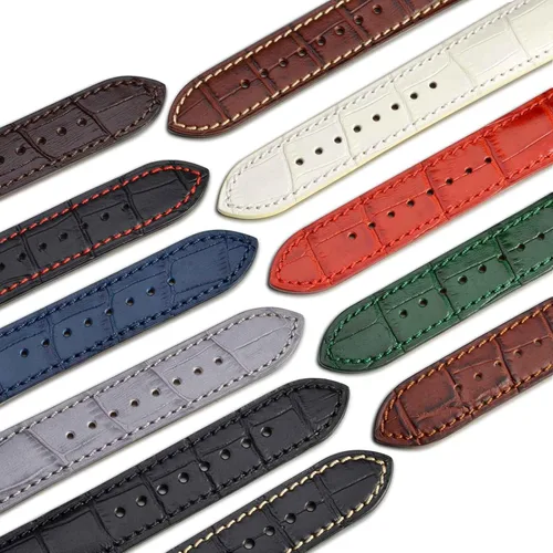 Vista 8 de WOCCI Watch Bands, Italian Leather, Embossed Alligator Grain, Choose Color & Width 14mm 18mm 19mm 20mm 21mm 22mm