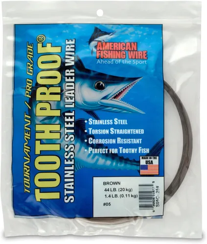 Vista 86 de AFW Alambre Líder Duro de Una Hebra de Acero Inoxidable a Prueba de Dientes - Brillante y Camuflaje para Tiburón, Barracuda, Caballa Real, Wahoo