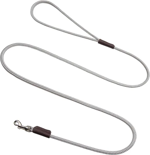 Mendota Pet Show Snap Correa – Correa para perro – Fabricado en los Estados Unidos – Plata – 1/8 pulgadas x 4 pies – para razas pequeñas plateado