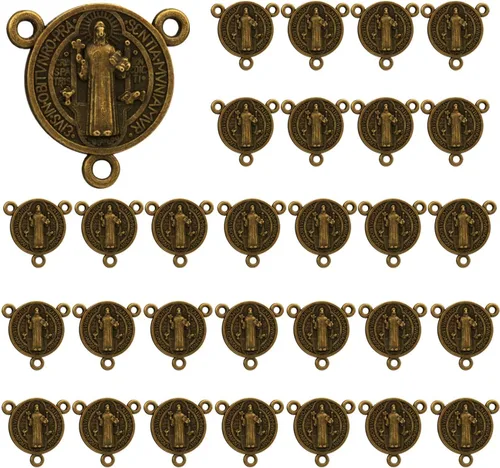 Vista 25 de COTTVOTT San Benito, Medalla milagrosa de Nuestra Señora de Guadalupe para la fabricación de joyas DIY, parte de conexión del centro del rosario