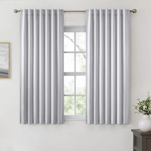 Vista 8 de ANRODUO Juego de 2 cortinas con bloqueo de luz del 99%, cortinas de 84 pulgadas de largo, cortinas negras para dormitorio, cortinas con aislamiento