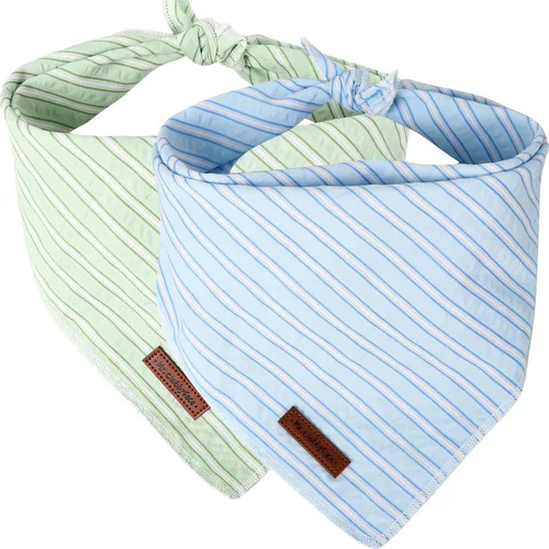 Vista 24 de MR. CHUBBYFACE Pañuelos azules con rayas para perros, reversibles, baberos triangulares, bufanda, accesorios para perros, gatos, mascotas