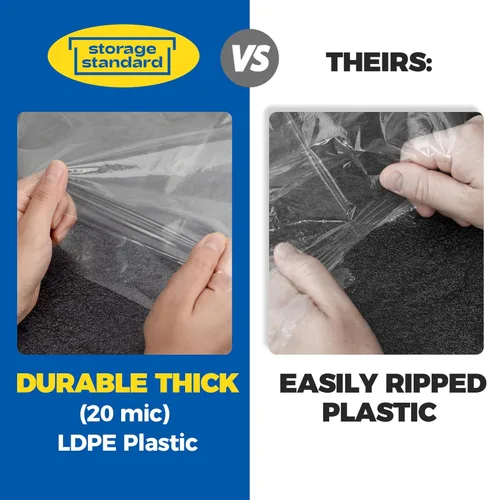 Vista 2 de 60 paquetes de bolsas para limpieza en seco para ropa de 40 pulgadas de largo - Bolsas transparentes de plástico para colgar ropa, cubierta