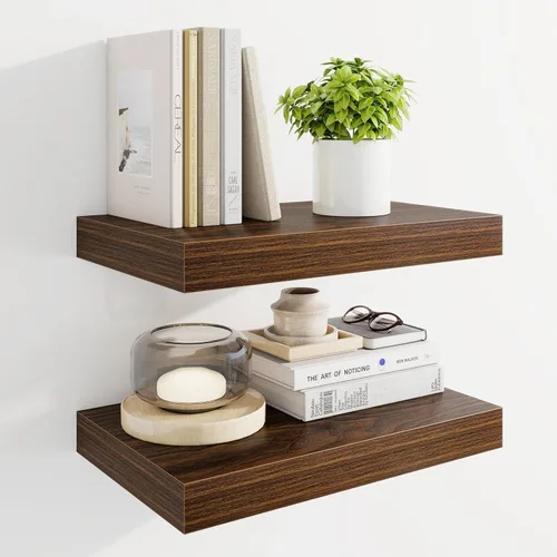 Vista 41 de Marsmiles Estantes flotantes de 32" para pared, estantes de madera con soportes invisibles, juego de 2, estante de pared de estilo rústico de granja
