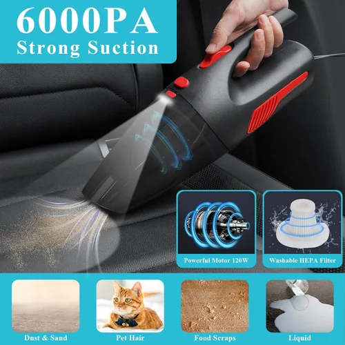 Vista 3 de Kit de limpieza de interiores para automóvil, kit de lavado de 28 piezas con aspiradora de mano de alta potencia, gel de limpieza, plumero, cepillo
