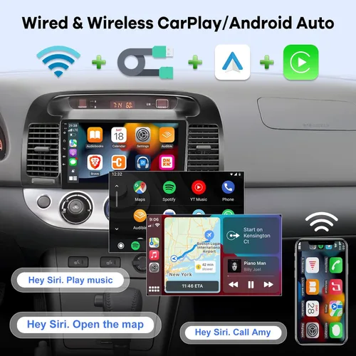 Vista 4 de [2G+32G] Radio de coche para Toyota Camry 2000 2001 2002 2003 2004 2005 2006, 9 pulgadas Android 11 pantalla táctil estéreo, Carplay/Android