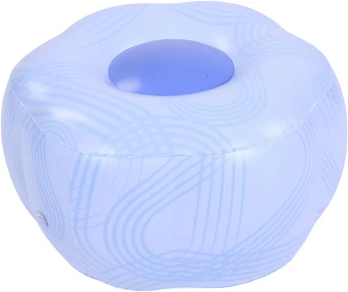 TOPINCN Inflatable Stool, Portable Water Proof Air Inflated Seat, PVC Blow Up Ottoman, Blue Stripe Lightweight Foot Rest for Outdoor Camping, Music