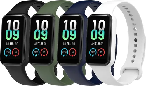 Vista 8 de 4PACKS Watch Bands Compatible with Amazfit Band 7 Strap,Silicone Metal Buckle Adjustable Wristband Bracelet Sport Strap for Replacement
