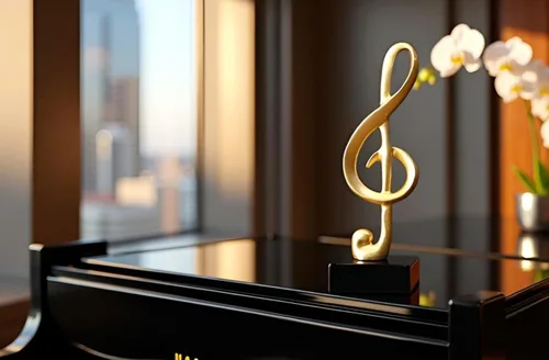 Vista 5 de Music Note Decor Gifts Musical Figurine Modern Statue Sculpture Table Centerpiece Crafts Gold Home Arts, Piano Note Sculpture Home Arts. (C Style)