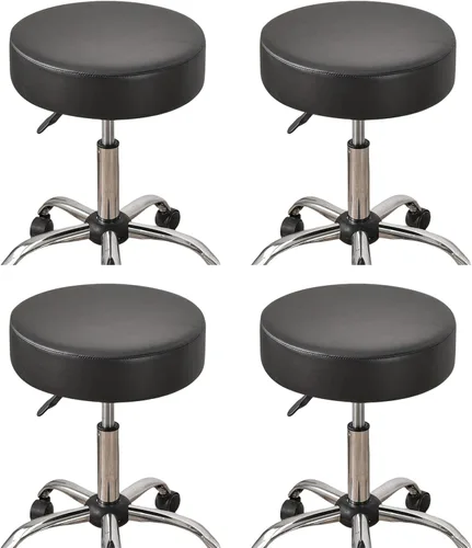Vista 18 de HAOYONG Juego de 4 fundas redondas para taburetes de bar, impermeables, de poliuretano, fundas elásticas para taburetes de bar, fundas para sillas