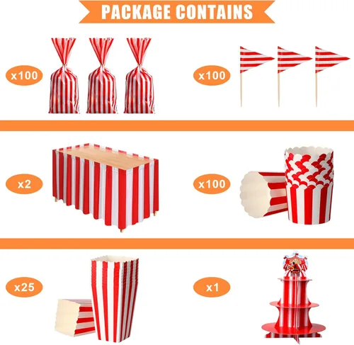 Vista 3 de Zhanmai 432 piezas de decoraciones de fiesta de carnaval con temática de circo, fiesta de cumpleaños, incluye guirnalda de globos de circo, kit