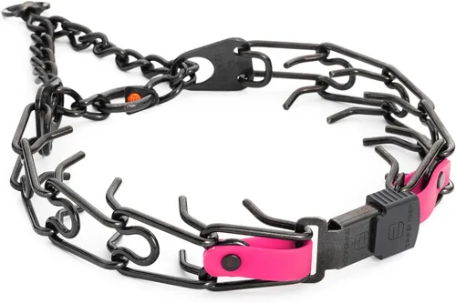 Vista 30 de Collar para Perro Herm Sprenger de Acero Inoxidable Negro con Hebilla de Liberación Rápida ClicLock y Inserción de Biothane Collar de Entrenamiento