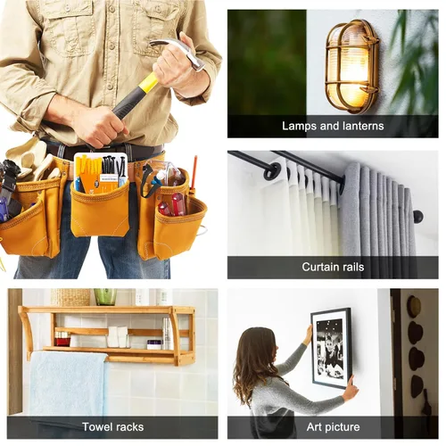 Vista 5 de KURUI Kit de anclajes para paneles de yeso con tornillos, 160 anclajes de pared de plástico y tornillos de cabeza Phillips galvanizados, 4 tamaños