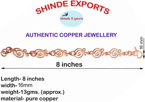 Vista 3 de Pulseras de cadena de cobre puro para mujer, joyería de muñeca