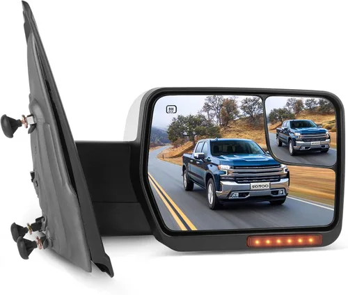 Vista 11 de SCITOO Espejo de remolque apto para espejo exterior Ford 2007-2014 para Ford para camión F-150 con señal de giro ámbar y luz de charco, control