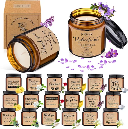 MTLEE 20 Piezas Velas de Regalo de Agradecimiento de 3.5 onzas Apreciación de Empleados Velas Inspiracionales de Cera de Soja Perfumadas Regalo de