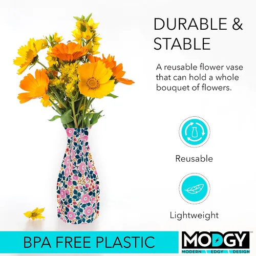 Vista 3 de MODGY Florero plegable y expandible de plástico, centros de mesa modernos, decoración de mesa de comedor, sala de estar, baño, boda, oficina, Aviva