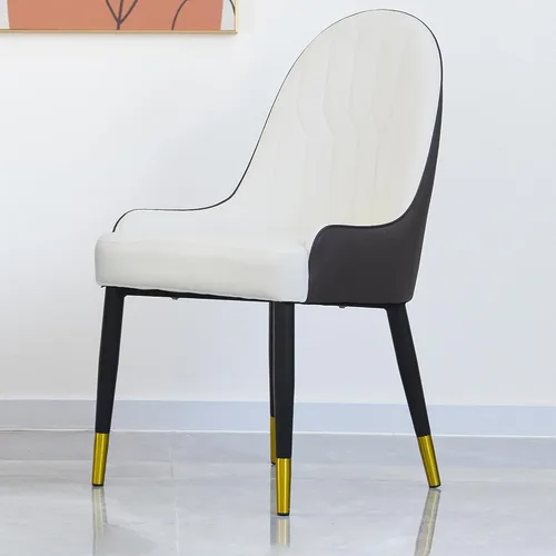 Vista 3 de Juego de 2 cómodas sillas auxiliares de poliuretano, silla de comedor de estilo minimalista moderno, sillas de respaldo de estructura resistente