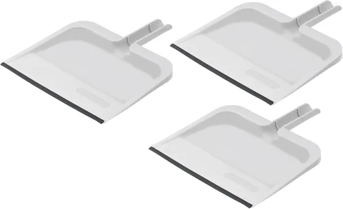 Vista 12 de Superio Recogedor con clip con borde de goma, bandeja de plástico duradero de 10 pulgadas de ancho con mango de agarre cómodo, gris, paquete de 3