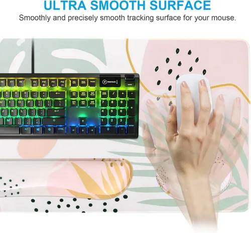 Vista 3 de iCasso - Alfombrilla de escritorio, gran alfombrilla de mouse ergonómica, + alfombrilla de teclado + reposa muñecas, alivio del dolor al escribir, 3