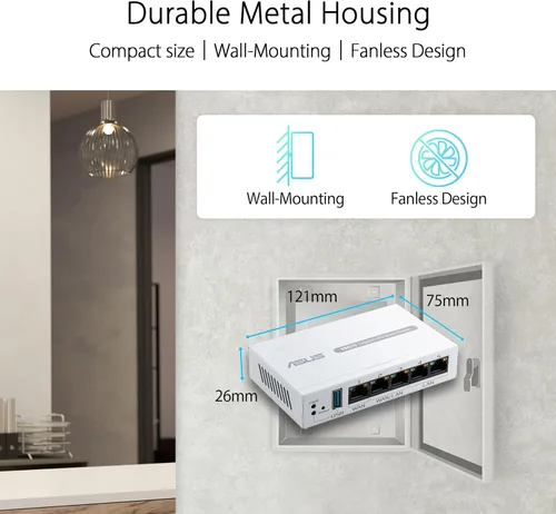 Vista 3 de ASUS ExpertWiFi EBG15 Router Gigabit VPN con cable, hasta 3 puertos ethernet WAN + 1 WAN USB, IPS Prevención de Intrusiones, Firewall de Capa 7