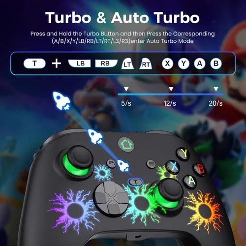 Vista 4 de LuvYsshun Wireless Controller Compatible With Xbox One,Xbox Series XS, Xbox One XS, PC Windows,RGB LED Light with Rechargeable Built-in Battery,Dual