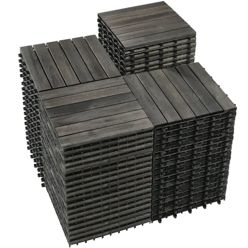 Vista 31 de PrimeZone - 9 azulejos entrelazados de madera de acacia sólida para terraza, patio, 12 x 12 pulgadas, impermeables, para interiores y exteriores