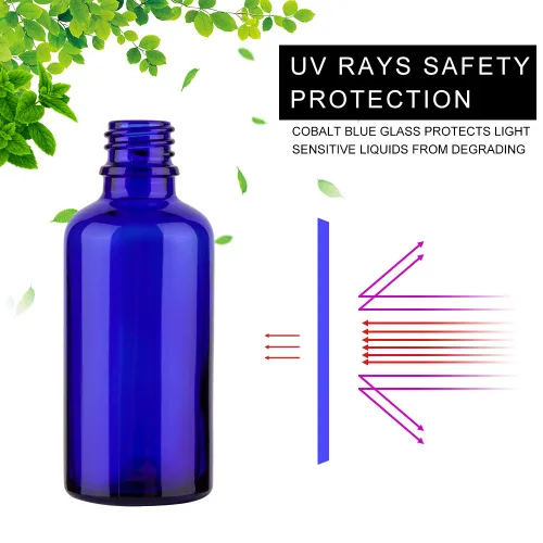 Vista 6 de Hydior Pequeñas botellas de espray de niebla fina de 2oz para aceites esenciales, botella de espray de cristal azul 3