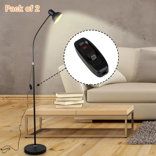 Vista 8 de Helunsi 2 Piezas Interruptor en Línea, Interruptor Negro de Cable para Electrodomésticos, Botón ON OFF para Lámpara, Clasificado 10A 250V, Control