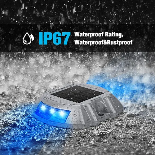 Vista 4 de VOLISUN Luces solares para cubierta, luces de muelle de entrada, paquete de 8 luces LED IP67 impermeables para exteriores, luces de advertencia