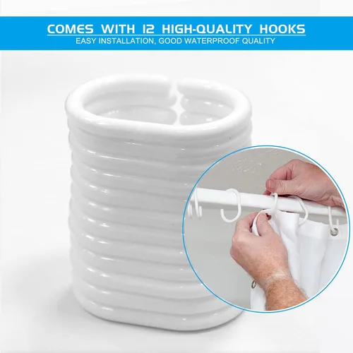 Vista 6 de Cortina de ducha de madera de Barry, cortinas de baño con temática de orgullo gay, juego de cortinas de baño con ganchos de plástico