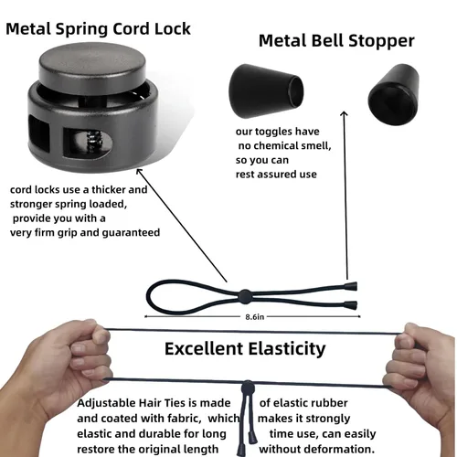 Vista 3 de Gomas ajustables para cabello grueso y rizado - Moños afro, colas de caballo, locs, piñas para mujeres y niñas negras (paquete de 6)