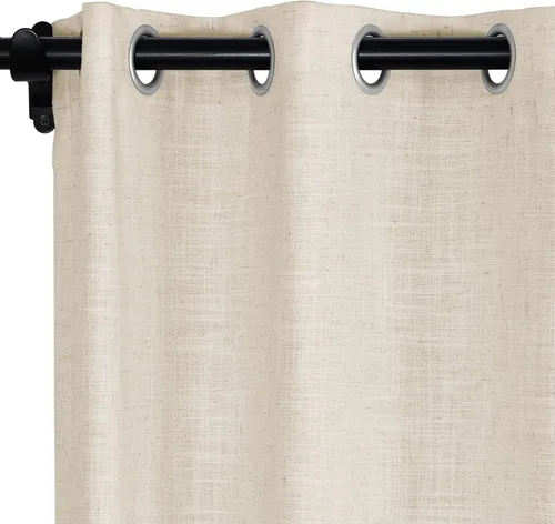 Vista 15 de Fcosie Cortinas 100% opacas para dormitorio, cortinas de lino, 2 paneles, cortinas de cortina con aislamiento térmico con ojales, cortinas de Beige