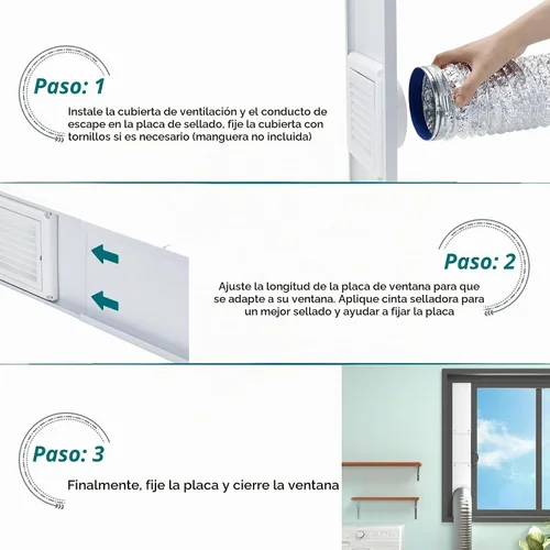 Vista 4 de Daisypower Kit de ventana de ventilación para secadora, kit de ventilación de ventana ajustable de 4 pulgadas con cubierta de ventilación