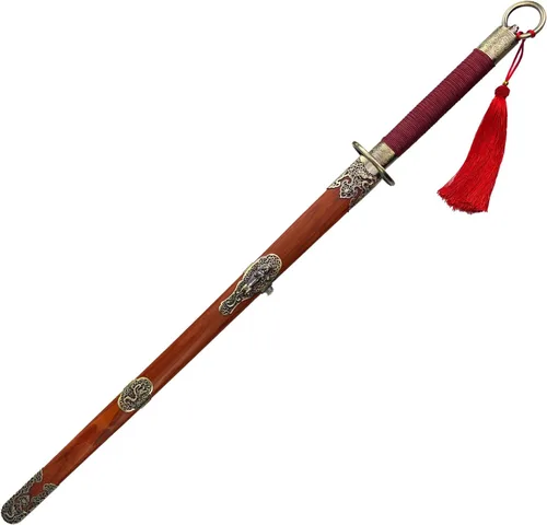 Vista 2 de Hua Mulan - Espada china de tamaño completo de 41 pulgadas, leal valiente, con vaina de madera, hoja afilada