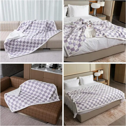 Vista 10 de Manta impermeable para mascotas, funda de cama para perro, sofá, elegante manta de jacquard para mascotas, para cachorros, gatos, lavable, Nube azul