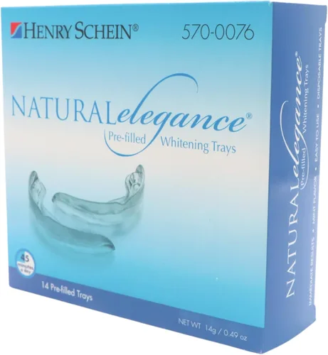 Vista 4 de Natural Elegance - Kit de blanqueamiento dental en casa, 7 pares de bandejas precargadas (superior e inferior), gel de peróxido de carbamida, sabor