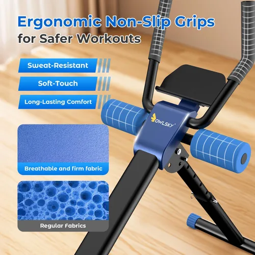 Vista 6 de Máquina de abdominales, máquina de entrenamiento abdominal ajustable para entrenamiento de abdominales en casa, plegable, protección de rodilla